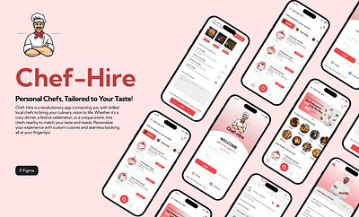 Chef-Hire: Personal Chefs, Tailored to Your Taste! app concept app design app prototype booking app chef app chef booking chef hire culinary app customizable experience food app design food delivery hospitality design interface design local chefs mobile app design mobile ui personalized app uiux design user experience user interface