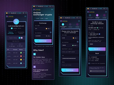 Hiex crypto design exchanging mobile site web