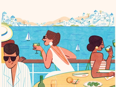 ‘Seafood’ Virtuoso The Magazine x Molly McCammon drink elegant food illustration illustrator midcentury retro risograph screen print travel vacation vintage