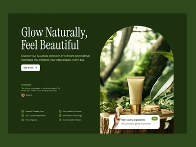 Landing page website hero section for Framer - Frameblox UI Solt beauty cosmetics cream cta ecommerce features framer header headline hero landing product shop testimonial