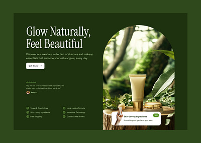 Landing page website hero section for Framer - Frameblox UI Solt beauty cosmetics cream cta ecommerce features framer header headline hero landing product shop testimonial