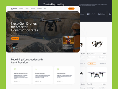 SiteEye Landing Page: Precision and Innovation for Construction branding construction drone drone design hero section landing page logo product product landing responsive design tech tech company technology solutions ui uxui web design