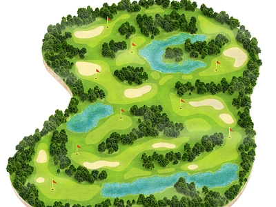 Golf map 3d blender3d golf illustration isometric landscape map render