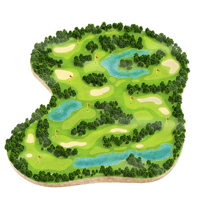 Golf map 3d blender3d golf illustration isometric landscape map render