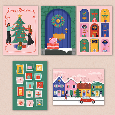 Christmas Cards christmas cards christmas illustrations design digital illustrations graphic design illustration vector vector art