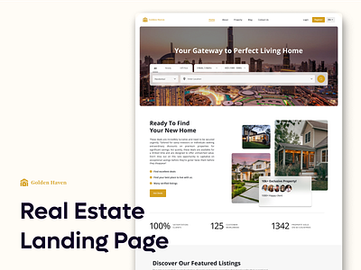 Real Estate Website Landing Page UI Design branding figma landing page design real estate website ui ui design uiux