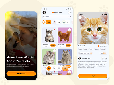 Pet Adoption App UI Design – Bringing Pets a Step Closer to a Ne imimran mobileapp petapp petcare ui uiuxdesign userexperience