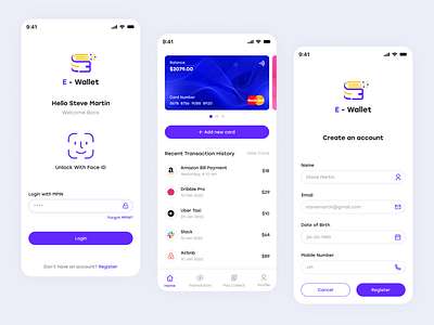 E-Wallet App branding design dribbble illustration landingpage productdesign ui uidesign uiuxdesign userexperience