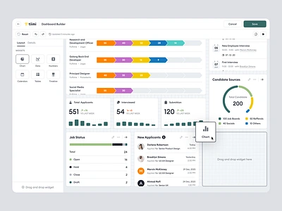 Tiimi - Dashboard Builder for SaaS HR Management builder company dashboard hiring hr hrd hrm hrms hrs job product design saas saas design staff management team management ui ux web app web design widget