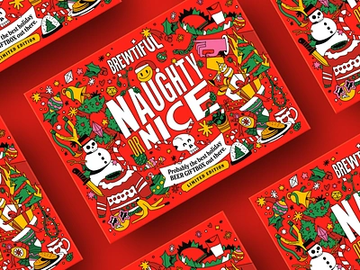 Brewtiful - Naughty or Nice beer packaging design branding brewtiful brewery christmas edition gift pack illustration limited edition packaging xmas