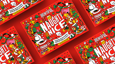 Brewtiful - Naughty or Nice beer packaging design branding brewtiful brewery christmas edition gift pack illustration limited edition packaging xmas