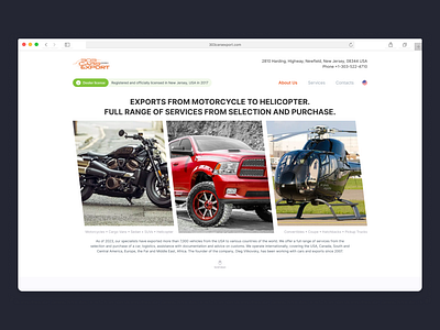 EXPORTS FROM MOTORCYCLE TO HELICOPTER. design landing ui ux web