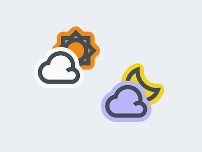 Mostly cloudy cloud flat icon moon sticker sun weather