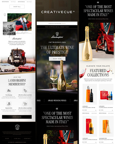 Wines by Lamborghini - creativecue.co branding creative design email email design email marketing emails figma klaviyo marketing social media ui