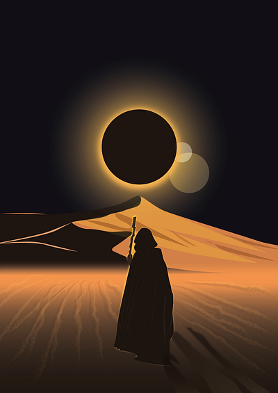 Eclipse in Desert illustration art graphic design illustration vector