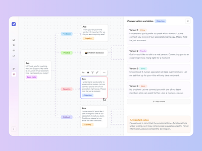 AI Conversational Flow Editor ai cms design flow management system scripts ui ui design web