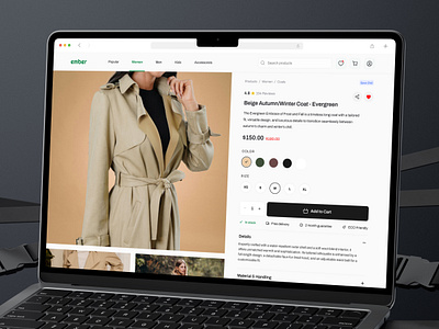 Ember - Product Page E-commerce branding clean design e shop ecommerce ecommerce website design product details product info product page redesign shop shopify shopping ui uiux ux web website