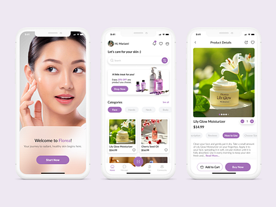 Skin Care App design healthyskin minimal mobileapp skincare skincareapp skincareproducts ui uiux