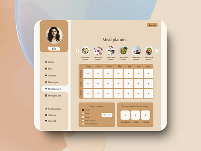 Dashboard/Planner 3d animation app branding cooking dashboard design figma graphic design illustration logo motion graphics planner reference ui vector website