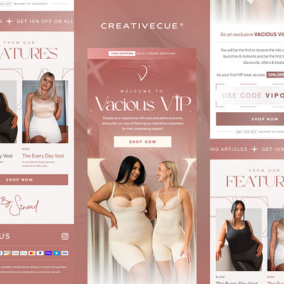 Vacious VIP Email via. creativecue.co d2c design email design email marketing emails graphic design ui women design women led brands