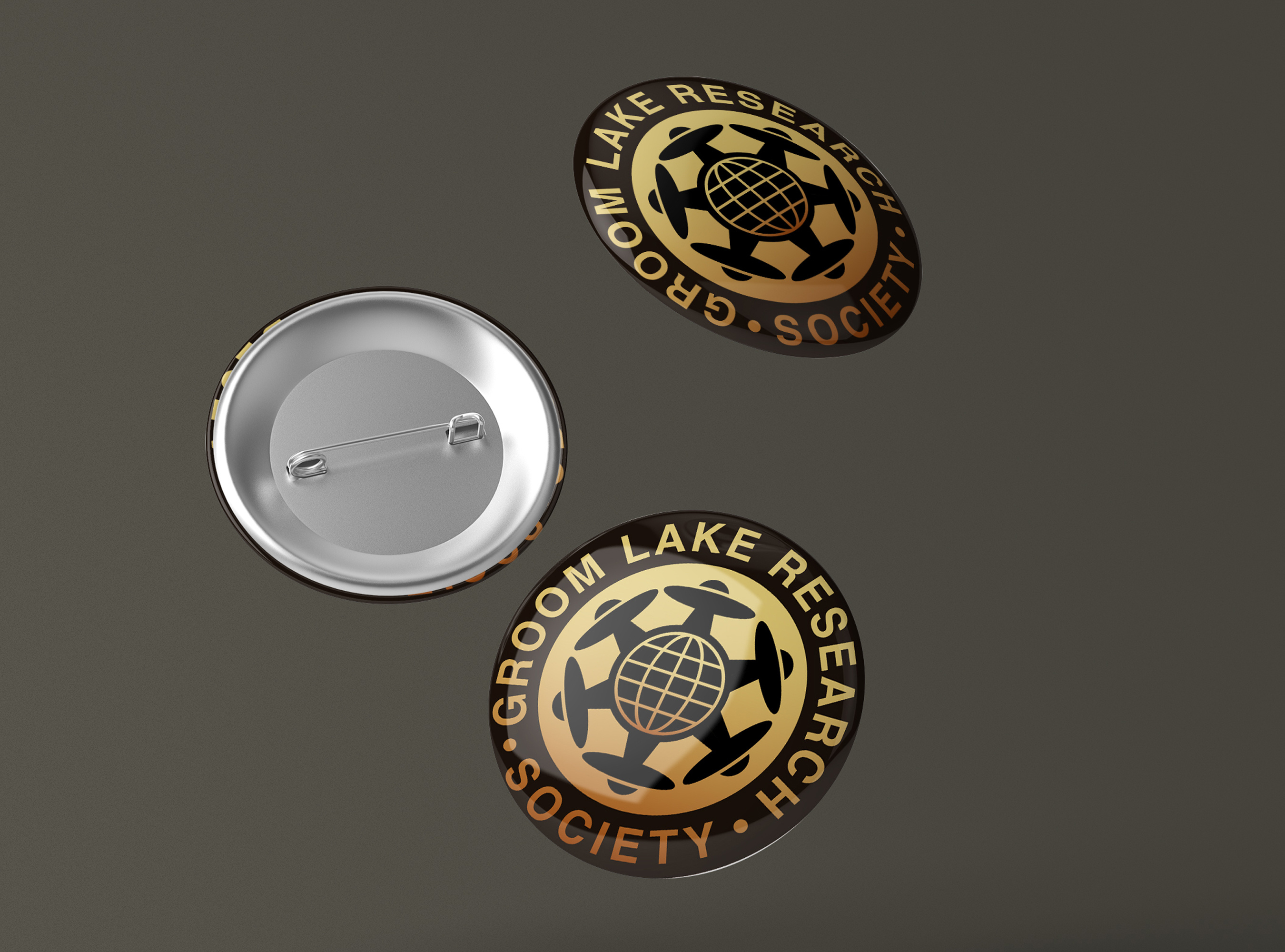Groom Lake Research Society Button Badge 🛸🌐 art button badges creative design uap ufo