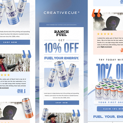 Ranch Fuel 10% Off Email via. creativecue.co design drinks email email design email designs email marketing email marketing designs emails klaviyo offer emails testimonial