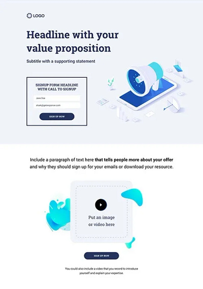 Product landing page templates graphic design