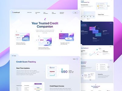 Credit-management website card clean colorful credit dashboard experience graph image light picture responsive ui ux website white