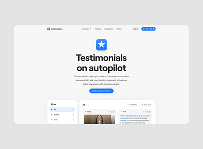 Testimonial.to - Website Concept autopilot blue theme bonjoro bootstrap clean saas senja shoutout simplicity storyprompt testimonial to testimonials trust vidmonials web design website