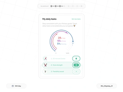 Fitness task management component🏃🏻‍♀️‍➡️ component design fitness health minimal product product design sport ui ux yoga