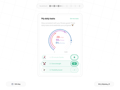 Fitness task management component🏃🏻‍♀️‍➡️ component design fitness health minimal product product design sport ui ux yoga