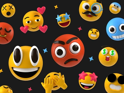 3D Emoji Icons 3d 3d icons angry blender cartoon emoji emoji set emojis emoticons happy icon icon set laugh lol love reactions render smiley smiley face social media