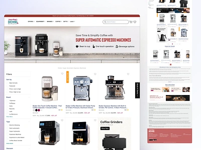 Product Listing Page for E commerce Website branding coffee coffee machines design ecommerce espresso coffee machine home coffee machines product listing page ui uiux ux web design