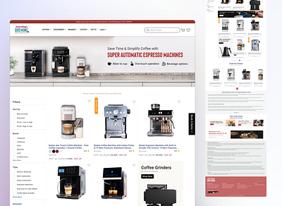 Product Listing Page for E commerce Website branding coffee coffee machines design ecommerce espresso coffee machine home coffee machines product listing page ui uiux ux web design