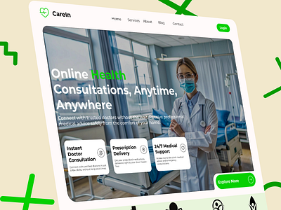 CareIn Landing Page- Modern Healthcare Platform UI/UX Design cleandesign creativedesign dailyui dribbblecommunity figma health healthcare healthcaredesign healthtech landing page landingpagedesign medicalplatform ui uiux userexperience userinterface webdesign