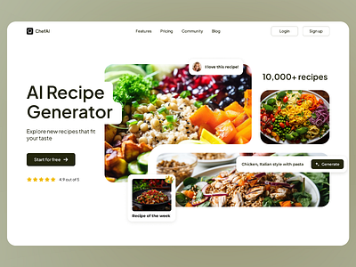 ChefAI - Recipes Webise Design ai chef branding cook cooking design food food platform food web food website foodtech generator recipe recipes ui ux uxui web web design website website design