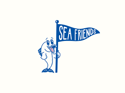 Sea Friends Branding branding design font fun illustration graphic design identity illustration logo sea friends texture typography ui vintage