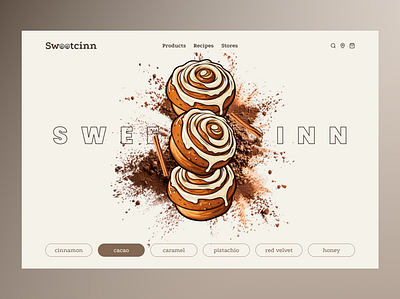 Sweet Temptations: Landing Page for Cinnamon Rolls food landing page shopify sweets ui