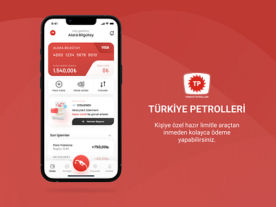 Türkiye Petrolleri Wallet App: Fintech Meets Energy Innovation balance card dashboard finance home typography ui ui design ux design