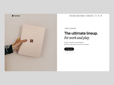 Making the Surface lineup somewhat attractive clean design hero landing page microsoft surface web design