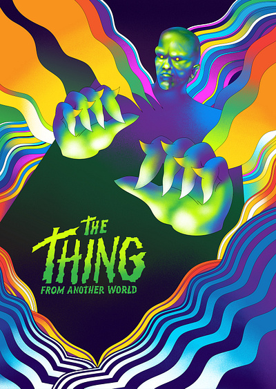 The Thing From Another World affinity designer art direction colors colours design film fun graphic horror illustration illustrator movie poster poster design psychedelic retro scifi texture vector vibrant