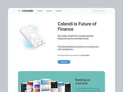 Colendi Website Design: Future of Finance 🚀 finance fintech landing landing page ui website