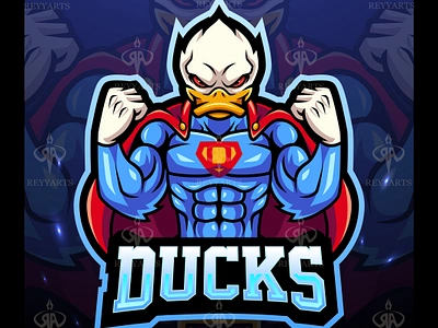 SUPER DUCK MASCOT ESPORT LOGO DESIGN animal artwork badge bleat branding cartoon character design du duck esport farm game gaming hero illustration logo mascot superduck vector