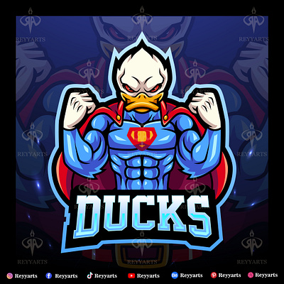 SUPER DUCK MASCOT ESPORT LOGO DESIGN animal artwork badge bleat branding cartoon character design du duck esport farm game gaming hero illustration logo mascot superduck vector