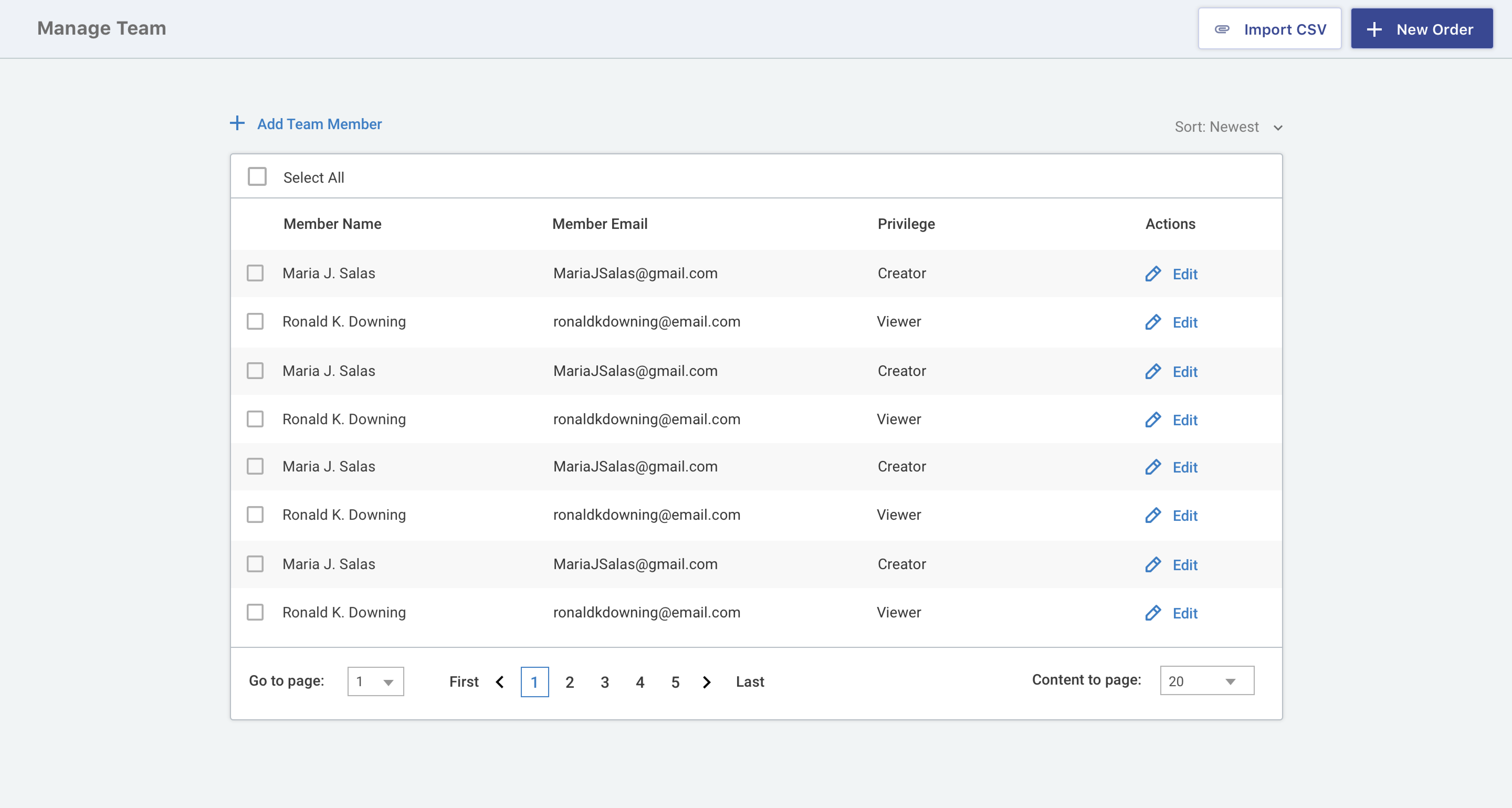 Table UI Web App dashboard table ui ux webapp