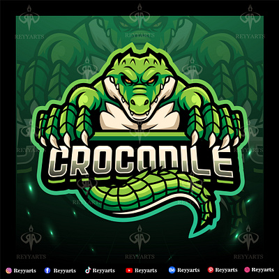 CROCODILE MASCOT ESPORT LOGO DESIGN animal art artwork badge branding character crocodile design esport gaming illustration logo mascot muscle porosus sport strong tshirt vector wildlife