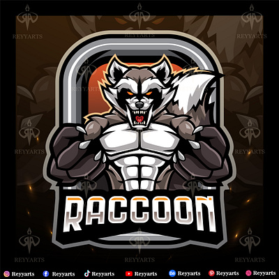 RACCOON MASCOT ESPORT LOGO DESIGN animal artwork badge branding character design drawing esport fox game gaming illustration logo mascot moba raccoon sport tshirt twitch vector