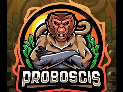 PROBOSCIS MONKEY MASCOT ESPORT LOGO DESIGN animal artwork asian badge bekantan character custom design drawing esport gaming illustration logo mascot monkey primate proboscis sport tshirt vector