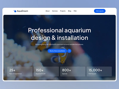 AquaDream - Aquarium Design and Installation Website aquarium design aquarium services branding design fish tanks homepage logo marine planted tanks professional reef tanks residential aquariums ui ui design ux ux design web web ui web ux website