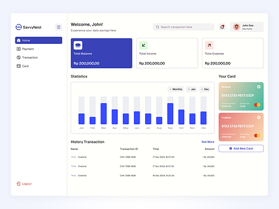 E-Wallet Management Dashboard 💳💰 bank banking card dashboard e wallet management money statistic ui ui design